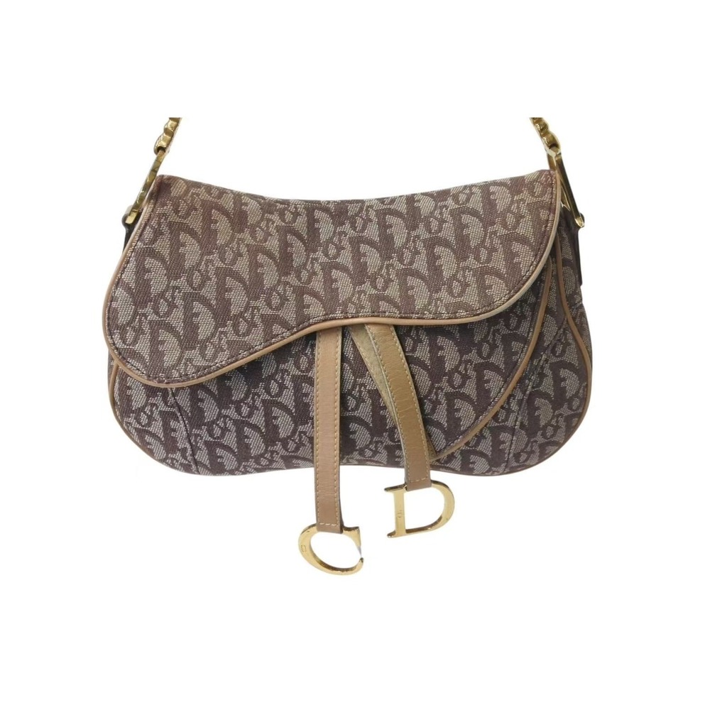 Christian Dior Trotter Double Saddle Brown One Shoulder Hobo Bag Galliano - Picture 2 of 10